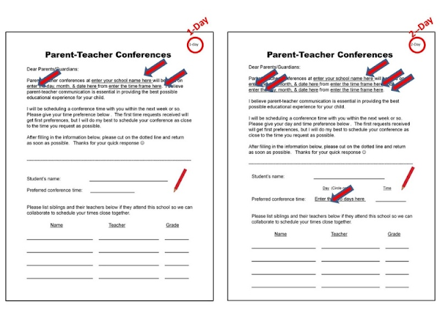 Parent-Teacher Conferences Letter to Parents to Request a Conference Tiem