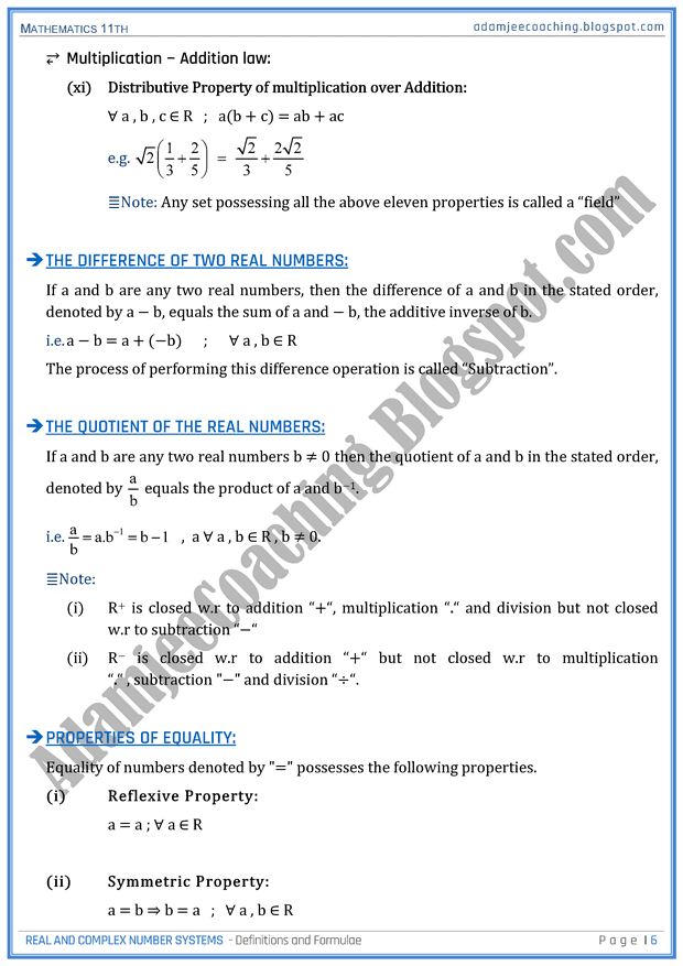 real-and-complex-number-systems-definitions-and-formulae-mathematics-11th