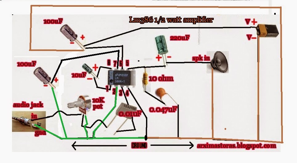LM386 Super Mini Audio Amplifier Electronic Kit Circuit