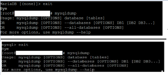 Mariadb dump database
