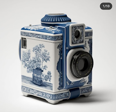 Camara funciona porcelana azul