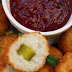 Crunchy Pickle Rice Balls with Spicy Red Pepper Jelly