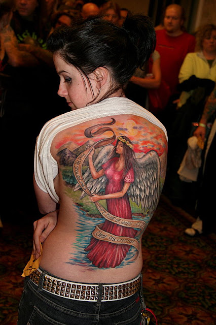 full back tattoos women. Tattooed Women Full Back