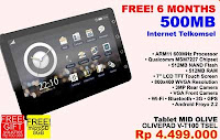 Tablet MID OLIVE a.k.a OLIVEPAD V-T100 TSEL Price harga