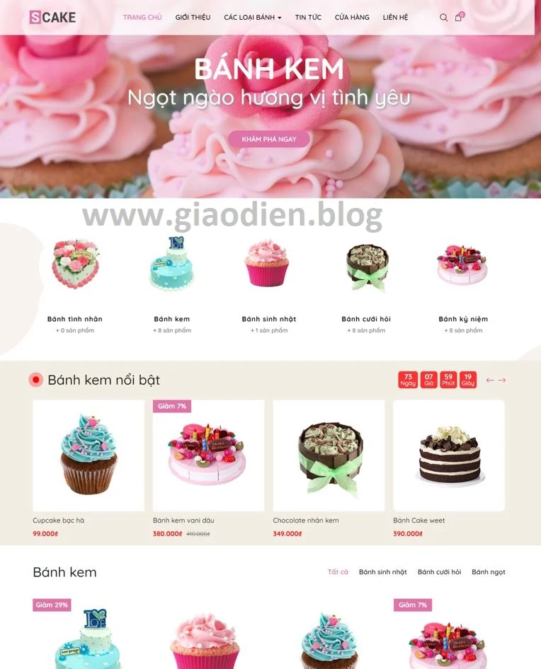 Template Blogspot Shop bánh kem