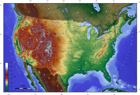 Map United States Elevation United States Topo Map on usa elevation map interactive ...