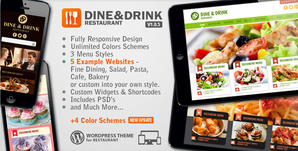 Dine & Drink - Restaurant Responsive WP Theme - Restaurants & Cafes Entertainment