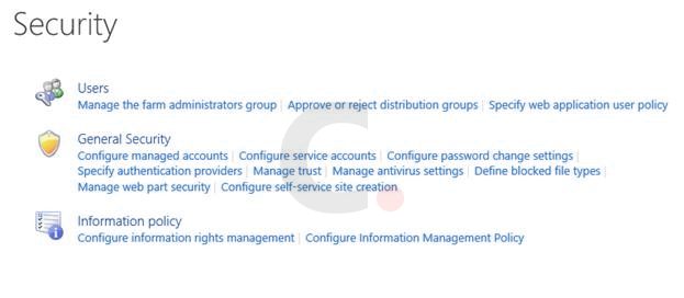 Sharepoint Central Administration - Security