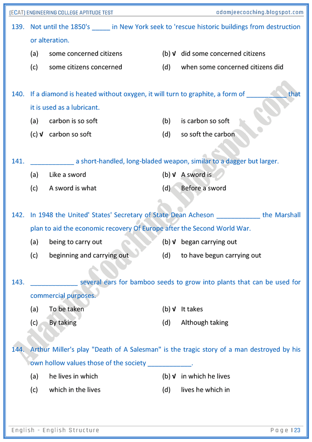 ecat-english-english-structure-mcqs-for-engineering-college-entry-test