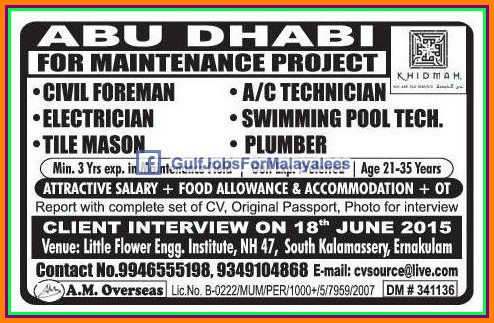 Maintenance Project for Abu Dhabi Job Vacancies