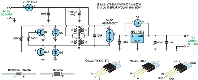 12V Regulated Inverter Supply Circuit diagram | Electrical Engineering Blog