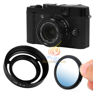 slim 40mm MC UV filter + vented metal hood for fuji fujifilm LH-X10 X10