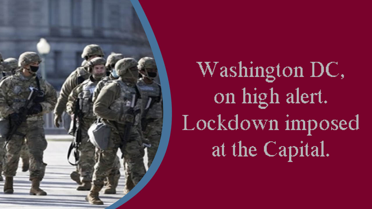 Washington DC, on high alert. Lockdown imposed at the Capital.