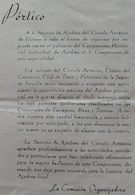 Pórtico del boletín del V Campeonato Provincial de Tarragona-1963