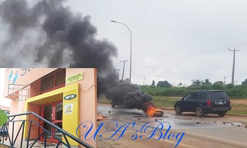 Protesters burn MTN mast in Abuja, surround Shoprite Lugbe over xenophobic attacks