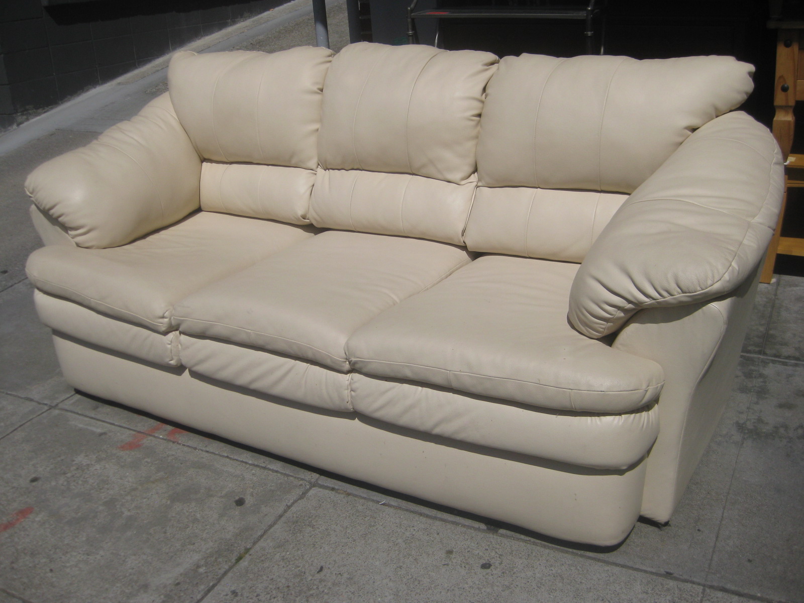 UHURU FURNITURE & COLLECTIBLES: SOLD - White Leather Sofa ...