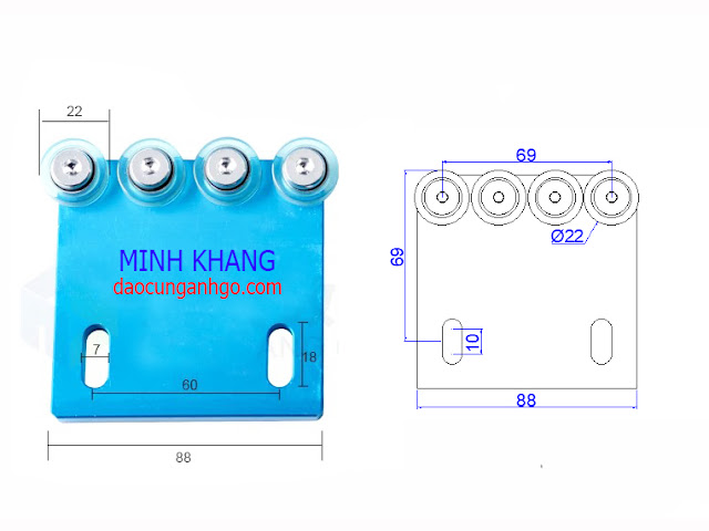 Bánh xe tì phụ máy dán cạnh