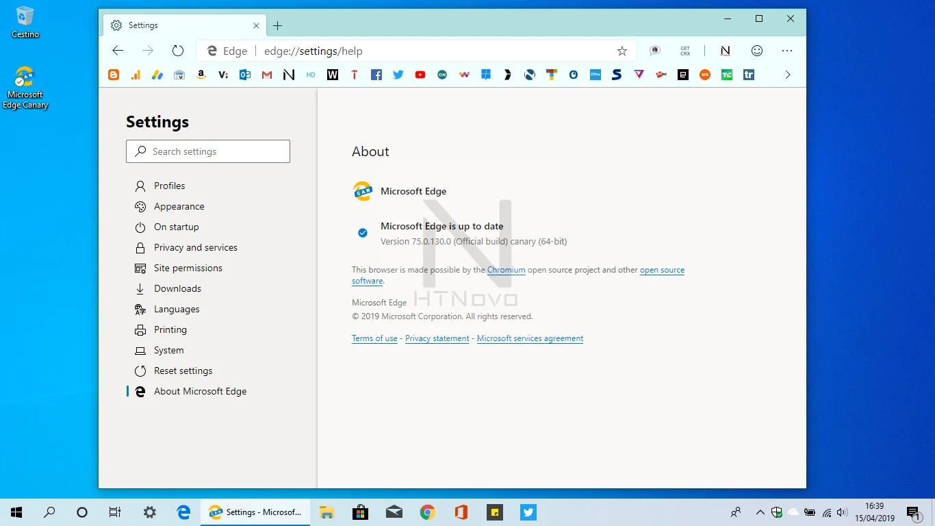 Aggiornamento-edge-canary-v75.130