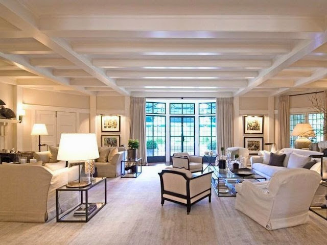 traditional transitional large open white cream living family room tray ceiling