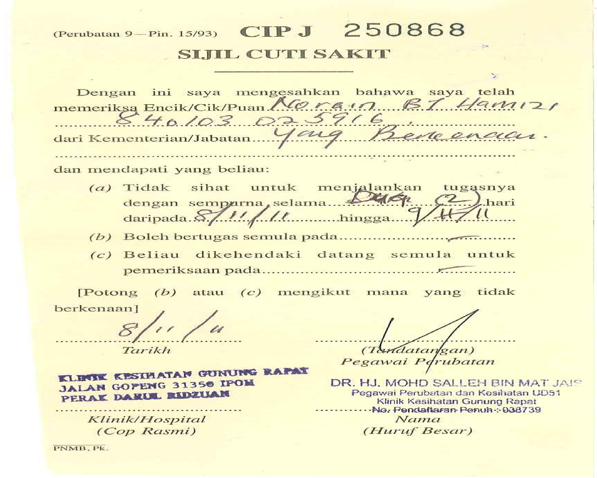 Surat Rasmi Dari Hospital - Rasmi O