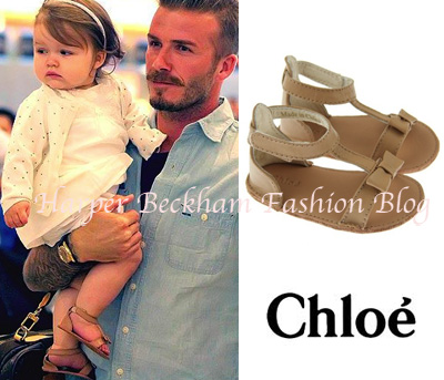 Harper Beckham  Birthday on Harper Seven Beckham Tan Bow Leather Sandals Chloe Jpg