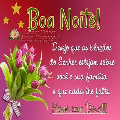 Boa noite! Desejo que as bênçãos do Senhor estejam sobre  você e sua família  e que nada lhe falte. Fique com Deus!