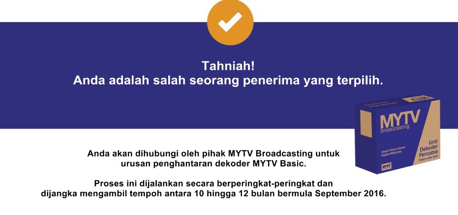 Semakan Nama Penerima Dekoder Percuma MYTV 2018