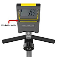 Pooboo W258-2 LCD console with tablet holder, displays time, speed, distance, calories, pulse, odometer