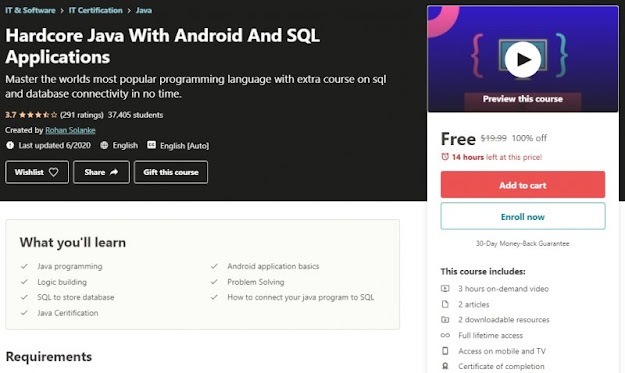 [100% Off] Hardcore Java With Android And SQL Applications| Worth 19,99$