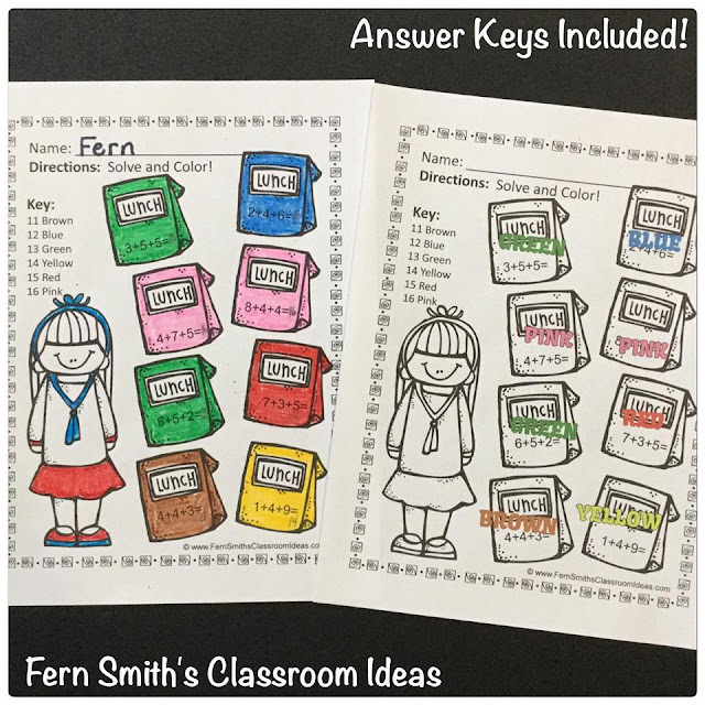 Fern Smith's Classroom Ideas Three Addend Addition Center Games, Task Cards, Recording Sheets, Board Game, Interactive Notebook Activities, Color By Number Printable Worksheets and Answer Keys!