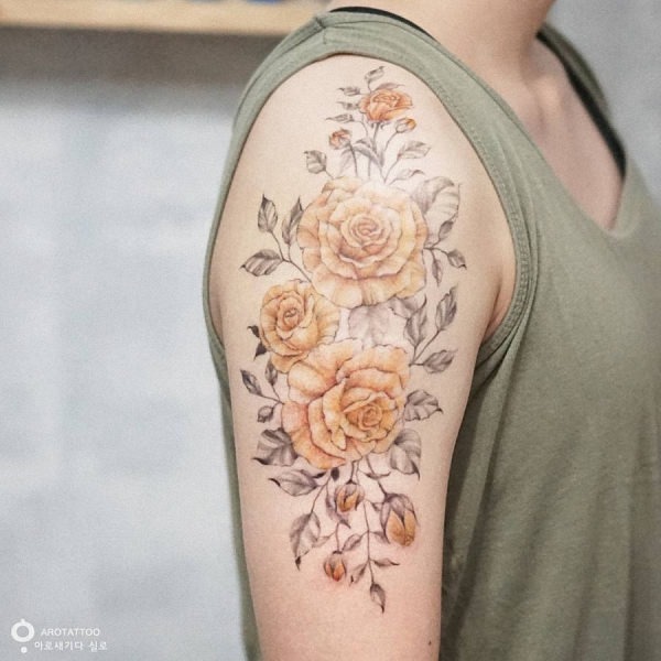esta_rosa_amarela_aquarela_flor_da_tatuagem
