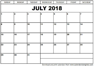 Free Printable Calendar July 2018