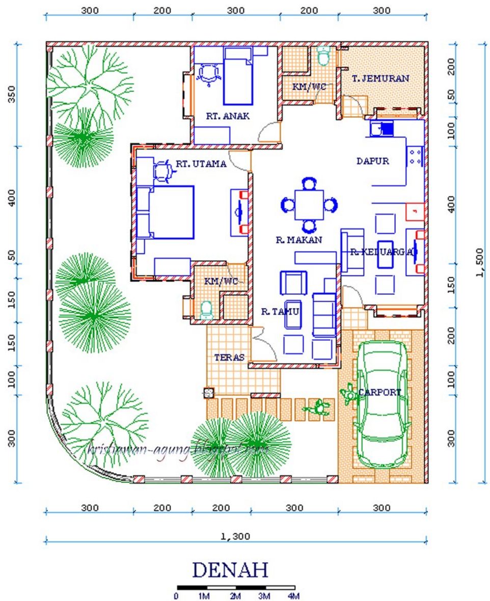 104 Denah Rumah Minimalis Mewah  1 Lantai Gambar Desain 