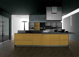 Traditional Small Kitchen Yellow Modul And Functional Ventilation
