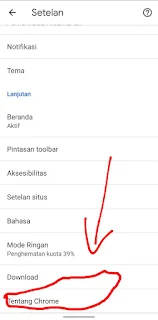 Cek Versi Chrome Hp Lewat Menu About (Tentang)