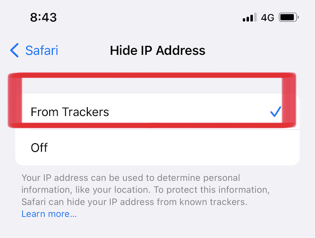 إخفاء عنوان IP في Safari