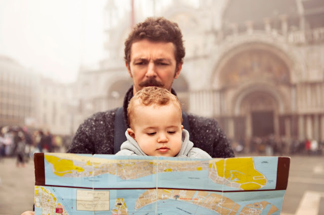 Father and child traveling