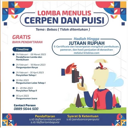 LOMBA MENULIS CERPEN DAN PUISI dengan TEMA BEBAS