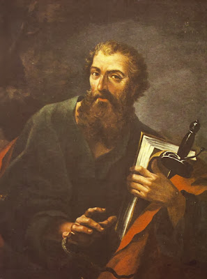 Pintura de San Pablo sosteniendo en su Mano Izquierda el Libro y La Espada