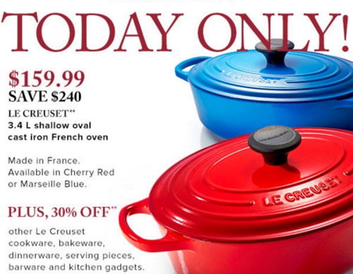 Hudson's Bay Le Creuset Cast Iron French Oven $159.99 + 30% Off Othe Creuset Cookware, Bakeware, & Kitchen Gadgets