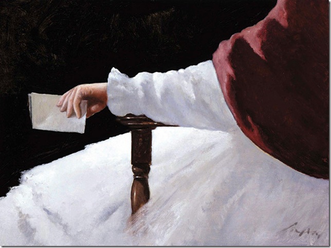 Julio Larraz -La_Porpuesta_2001_oil_on_canvas_23_75_x_31_5