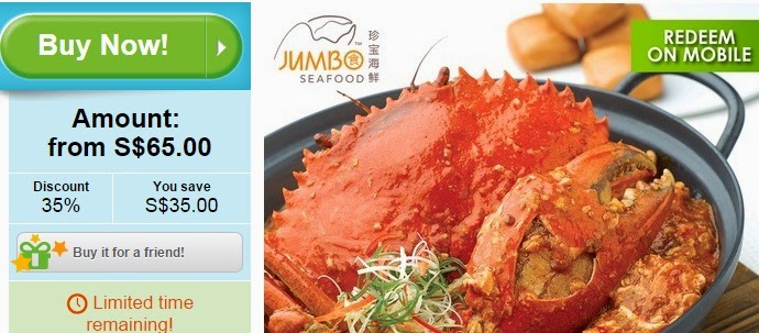JUMBO Seafood cash voucher offer, Groupon Singapore, Discount, Chilli Crab, Cereal Crab
