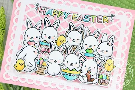 Sunny Studio Stamps: Chubby Bunny Frilly Frames Dies Happy Easter Card by Juliana Michaels