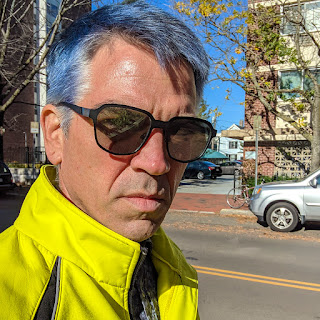 The author with DYED blue hair