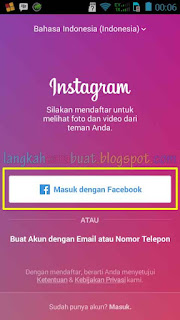 Log in Instagram Lewat Facebook