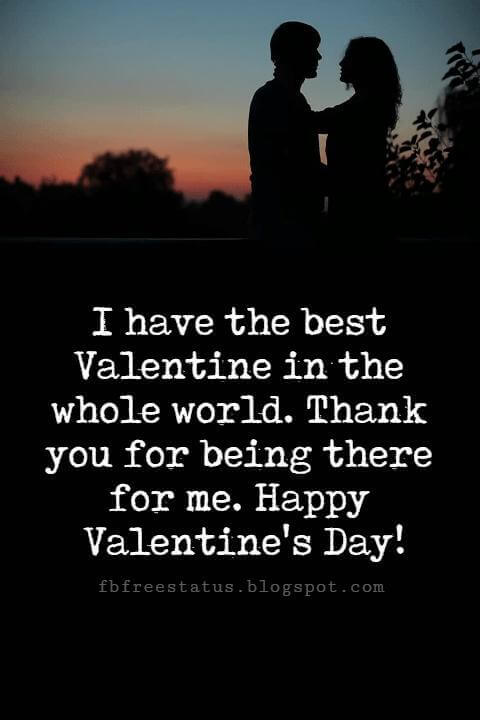 Happy Valentines Day Messages, I have the best Valentine in the whole world. Thank you for being there for me. Happy Valentine's Day!