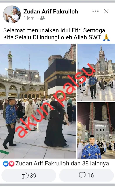 Kembali Ditemukan Akun FB Palsu Atas Namakan Zudan Arif Fakrulloh, Masyarakat Diminta Berhati-hati