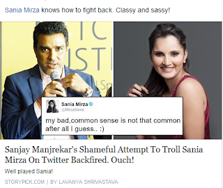 Sania,Sanjay Manjrekar,Twitterwar,Number one,Times poll,socialnetwork