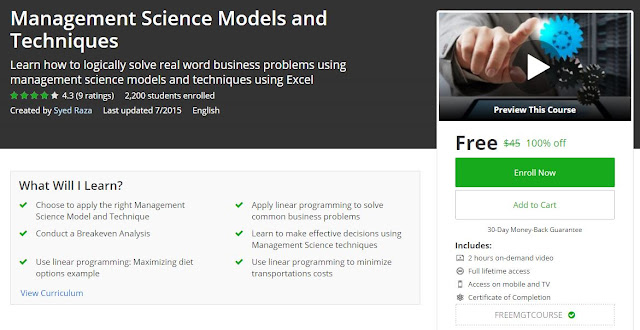 #Management Science Models and Techniques