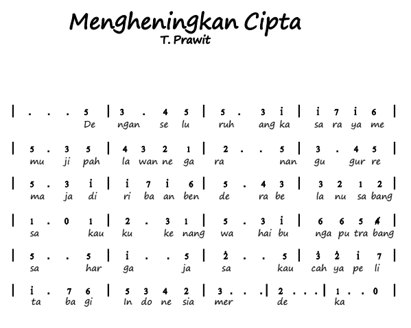 Contoh tangga lagu Mengeningkan Cipta www.simplenews.me